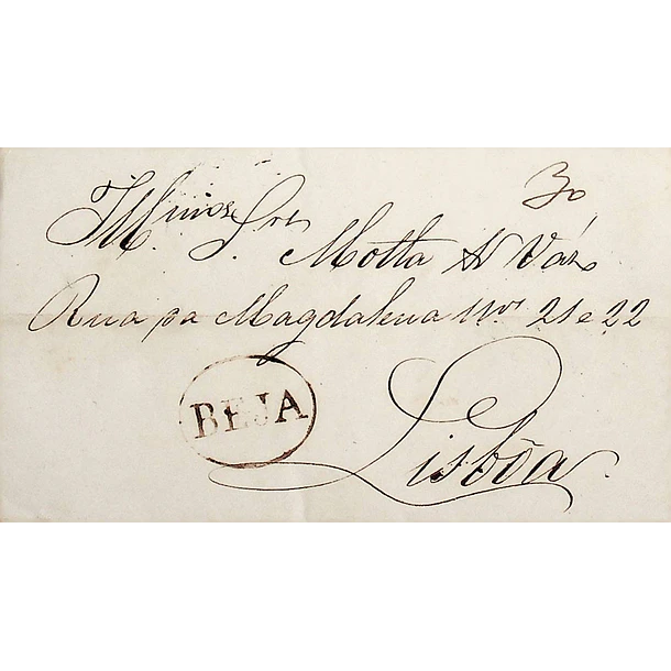 1845 Portugal Carta Pré-Filatélica BJA 3 «BEJA» Sépia