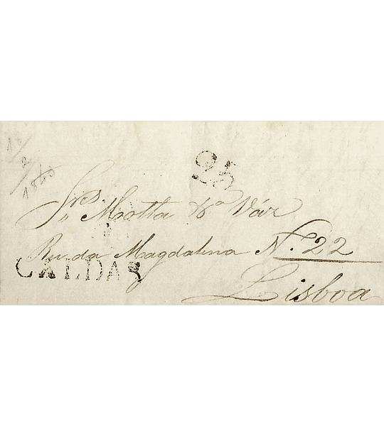 1843 Portugal Carta Pré-Filatélica CLD 2 «CALDAS» Sépia