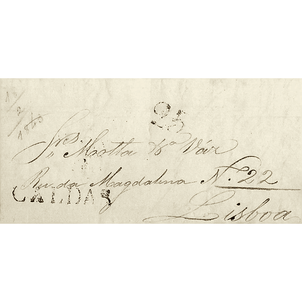 1843 Portugal Carta Pré-Filatélica CLD 2 «CALDAS» Sépia