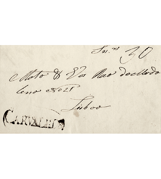 1853 Portugal Carta Pré-Filatélica Porto de Mós CRV 1 «CARVALHOS» Sépia