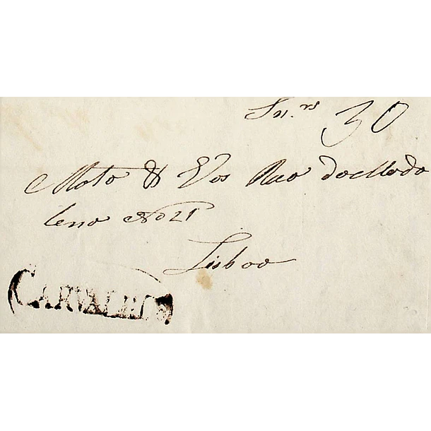1853 Portugal Carta Pré-Filatélica Porto de Mós CRV 1 «CARVALHOS» Sépia