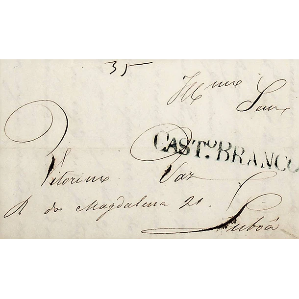 1841 Portugal Carta Pré-Filatélica Castelo Branco CTB 1 «CASTº BRANCO» Azul