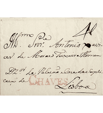 1811 Portugal Carta Pré-Filatélica CHV 2 «CHAVES» Vermelho
