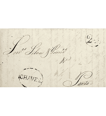 1836 Portugal Carta Pré-Filatélica CHV 3 «CHAVES» Azul