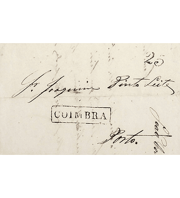 1849 Portugal Carta Pré-Filatélica CBR 11 «COIMBRA» Preto