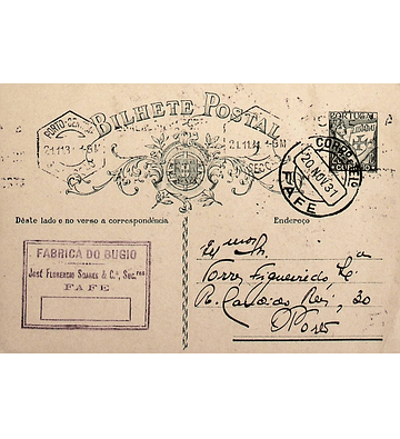 1931 Inteiro Postal tipo «Lusíadas» 25 r. verde enviado de Fafe para o Porto