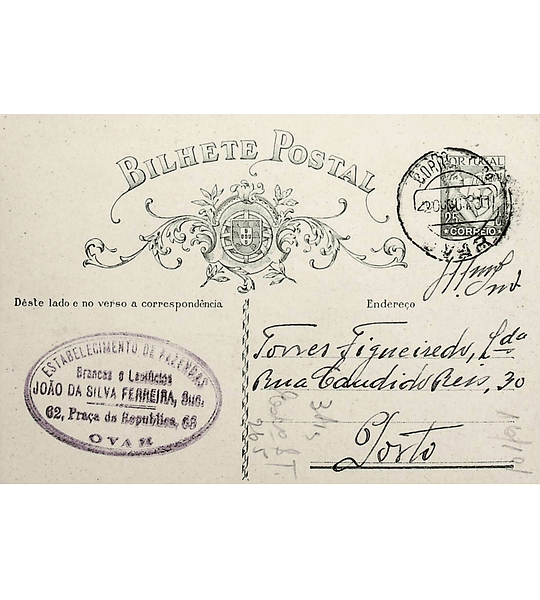 1931 Inteiro Postal tipo «Lusíadas» 25 r. verde enviado de Ovar para o Porto