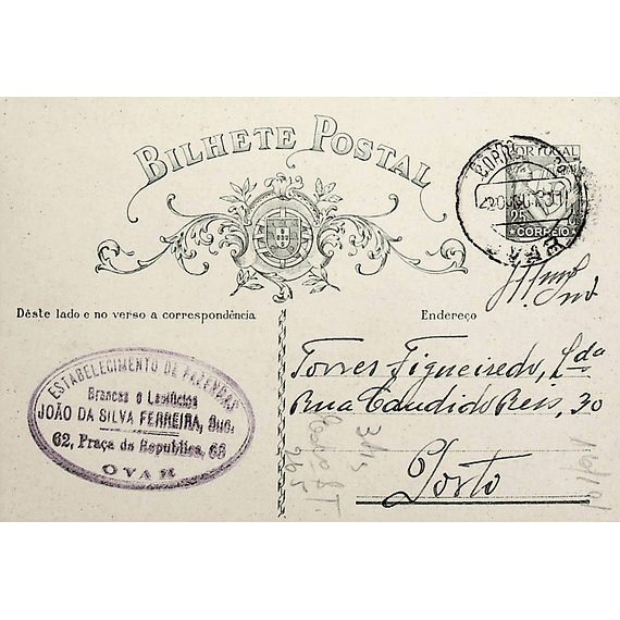1931 Inteiro Postal tipo «Lusíadas» 25 r. verde enviado de Ovar para o Porto