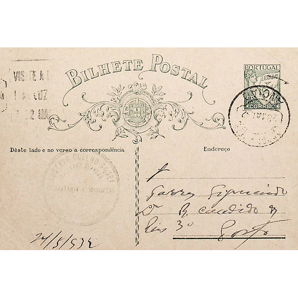 1932 Bilhete Postal Inteiro «Lusíadas» 25 r. verde enviado de Ansião para o Porto