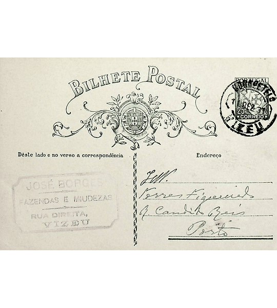 1932 Inteiro Postal tipo «Lusíadas» 25 r. verde enviado de Viseu para o Porto