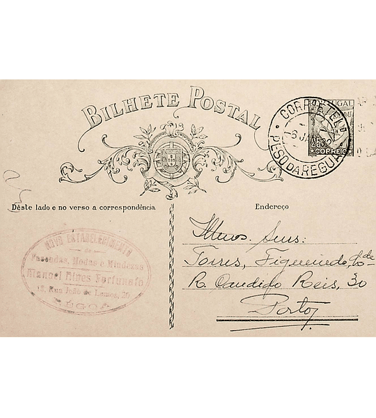 1932 Inteiro Postal tipo «Lusíadas» 25 r. verde enviado do Peso da Régua para o Porto