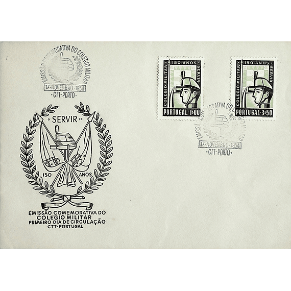 1954 Portugal FDC  150º Aniversário da Fundação do Colégio Militar