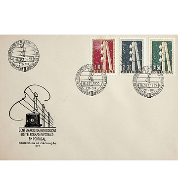 1955 Portugal FDC  Centenário do Telégrafo Eléctrico em Portugal