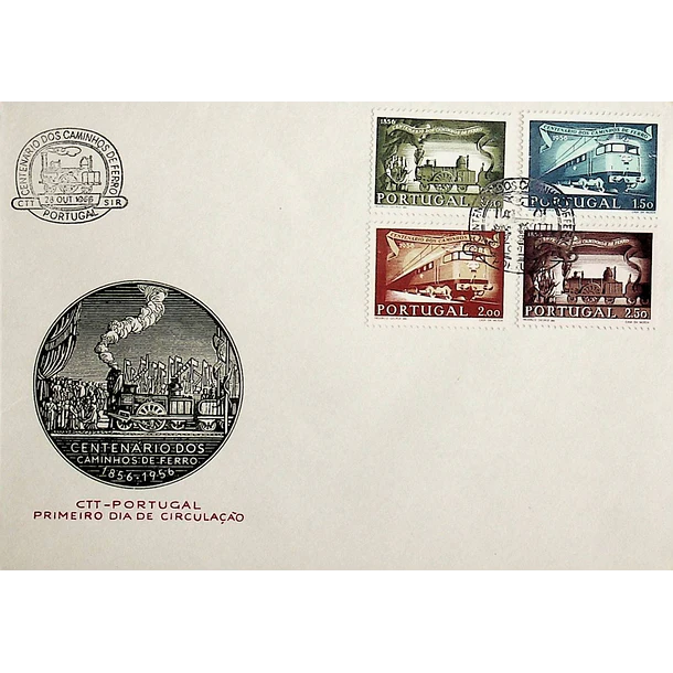 1956 FDC  Centenário dos Caminhos de Ferro em Portugal