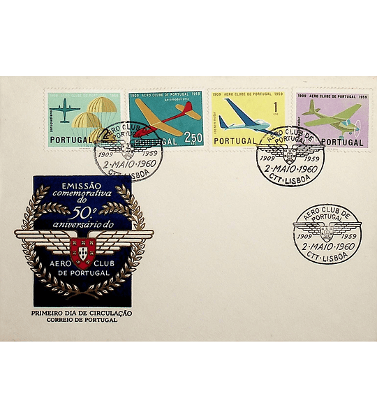 1960 Portugal FDC  Cinquentenário do Aero Clube de Portugal