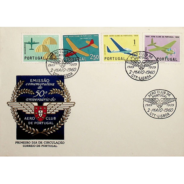 1960 FDC  Cinquentenário do Aero Clube de Portugal