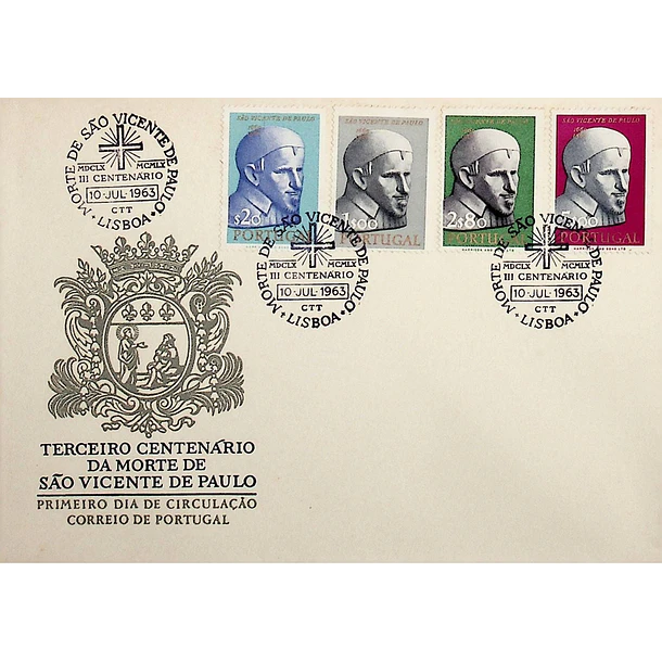 1963 FDC  3º Centenário da Morte de São Vicente de Paulo