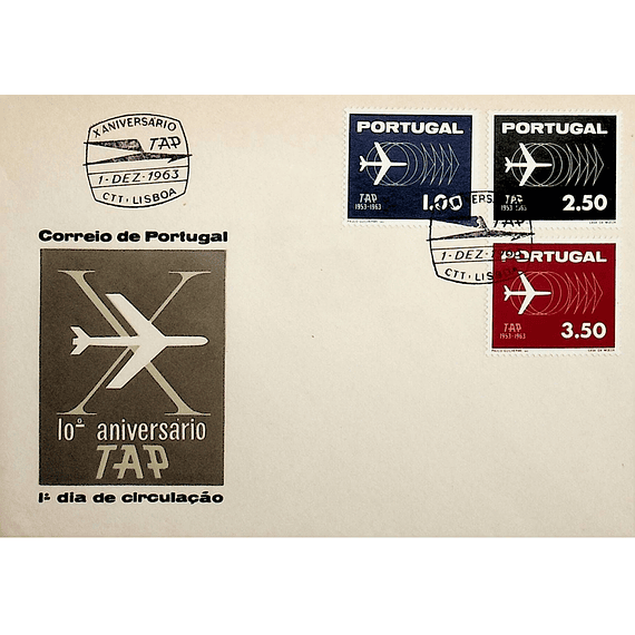 1963 Portugal FDC  10º Aniversário da TAP