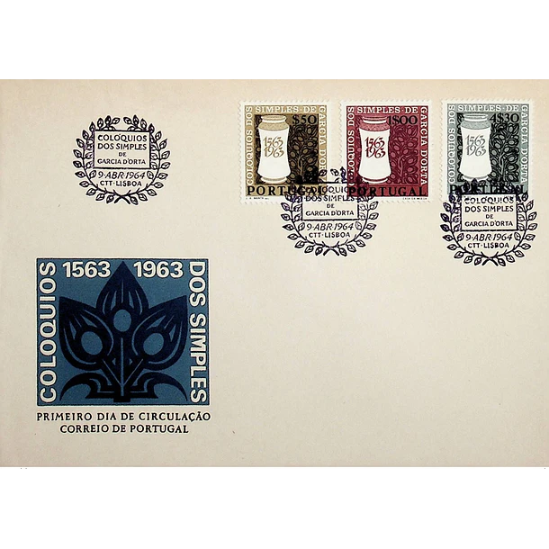 1964 FDC  4º Centenário da Publicação em Goa dos "Colóquios dos Simples e Drogas" de Garcia da Horta