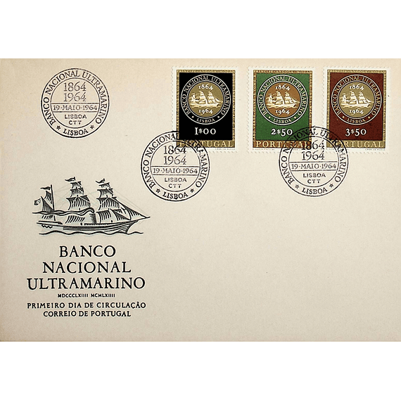 1964 Portugal FDC  Centenário do Banco Nacional Ultramarino