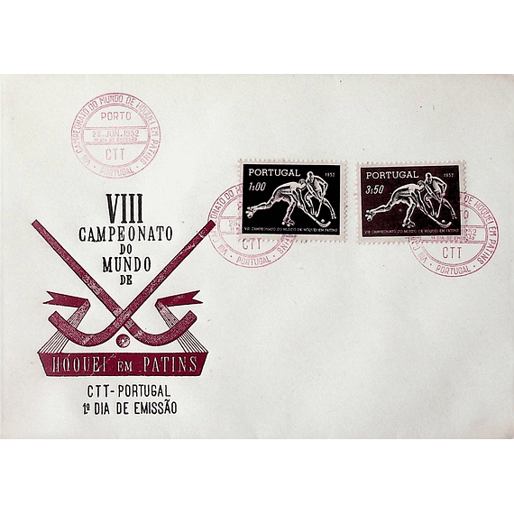 1952 Portugal FDC  8º Campeonato do Mundo de Hóquei em Patins