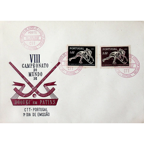 1952 FDC  8º Campeonato do Mundo de Hóquei em Patins