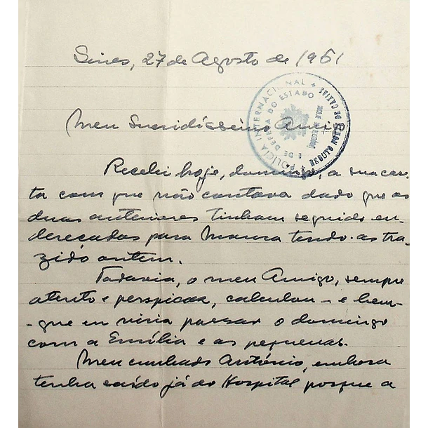 1961 Carta Censurada pela PIDE na Prisão de Caxias 3