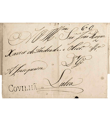 1825 Portugal Carta Pré-Filatélica CVL 1 «COVILHÃ» Sépia Escuro
