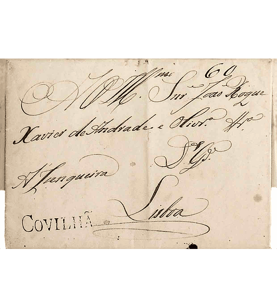 1825 Portugal Carta Pré-Filatélica CVL 1 «COVILHÃ» Sépia Escuro