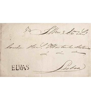 1831 Portugal Carta Pré-Filatélica ELV 3 «ELVAS» Sépia