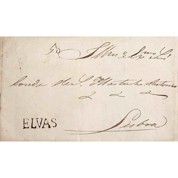 1831 Portugal Carta Pré-Filatélica ELV 3 «ELVAS» Sépia
