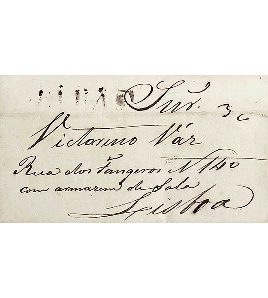1838 Portugal Carta Pré-Filatélica ELV 6 «ELVAS» Sépia