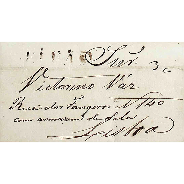 1838 Portugal Carta Pré-Filatélica ELV 6 «ELVAS» Sépia