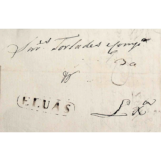 1837 Portugal Carta Pré-Filatélica ELV 6 «ELVAS» Sépia