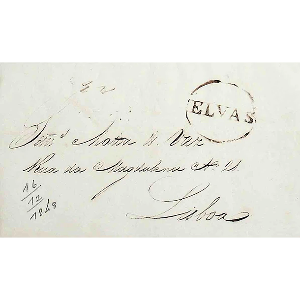 1848 Portugal Carta Pré-Filatélica ELV 7 «ELVAS» Sépia