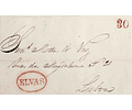 1852 Portugal Carta Pré-Filatélica ELV 10 «ELVAS» Vermelho