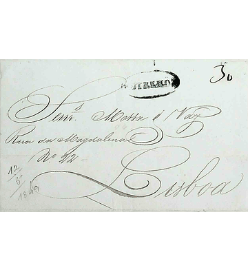 1849 Portugal Carta Pré-Filatélica ETZ 8 «ESTREMOZ» Azul