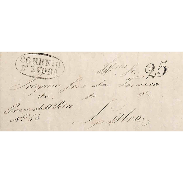 1847 Portugal Carta Pré-Filatélica Évora EVR 4 «EVORA» Preto