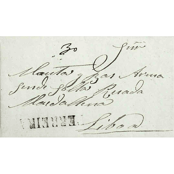 1852 Portugal Carta Pré-Filatélica Ferreira do Alentejo FAL 1 «FERREIRA» Preto