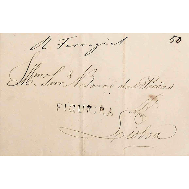 1835 Portugal Carta Pré-Filatélica Figueira da Foz FIG 5 «FIGUEIRA» Sépia