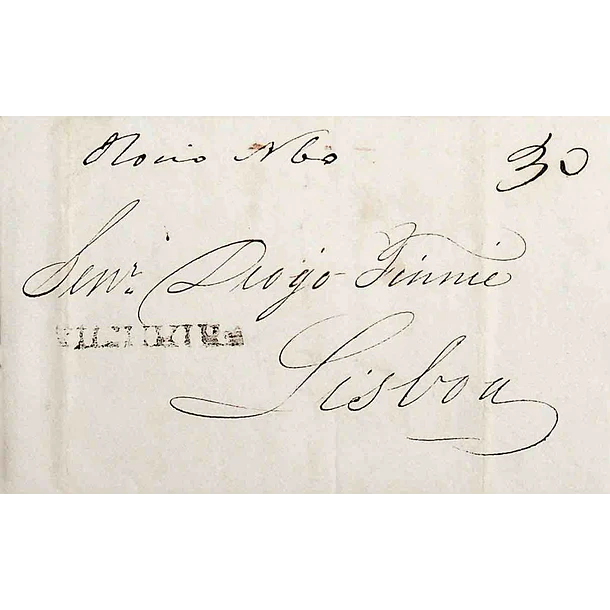 1824 Portugal Carta Pré-Filatélica Figueira da Foz FIG 3 «FIGUEIRA» Sépia deteriorada