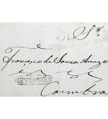 1852 Portugal Carta Pré-Filatélica GMR 2 «GUIMARAES» Verde