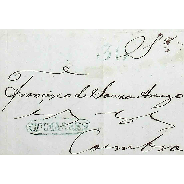 1852 Portugal Carta Pré-Filatélica GMR 2 «GUIMARAES» Verde