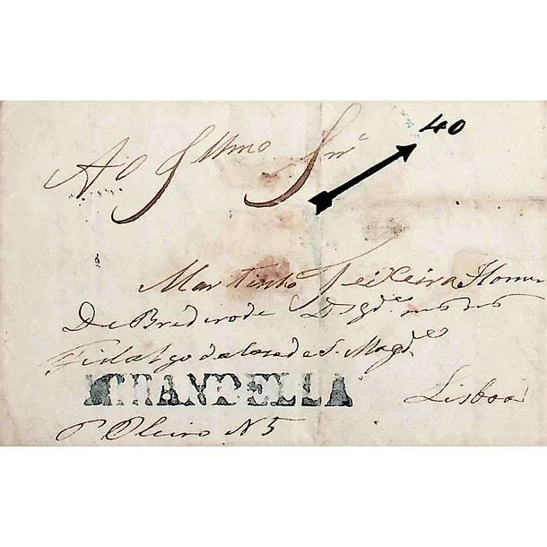 1834 Portugal Carta Pré-Filatélica Mirandela MDL 2 «MIRANDELLA» Azul
