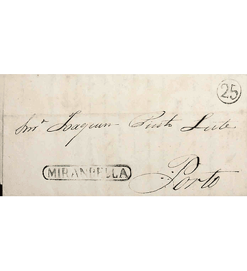 1849 Portugal Carta Pré-Filatelia Mirandela MDL 3 «MIRANDELLA» Azul