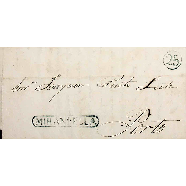 1849 Portugal Carta Pré-Filatelia Mirandela MDL 3 «MIRANDELLA» Azul