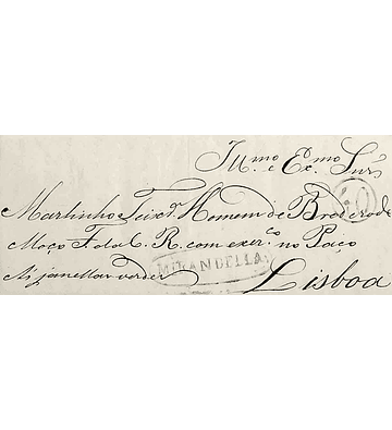 1852 Portugal Carta Pré-Filatélica Mirandela MDL 4 «MIRANDELLA» Azul Esverdeado
