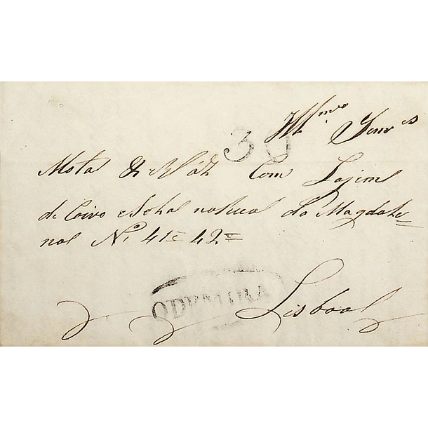1850 Portugal Carta Pré-Filatélica ODM 3 «ODEMIRA» Preto