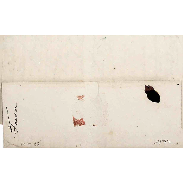 1842 Portugal Carta Pré-Filatélica Oliveira de Azeméis OAZ 1 «OLIVR DE AZEMEIS» Azul esverdeado