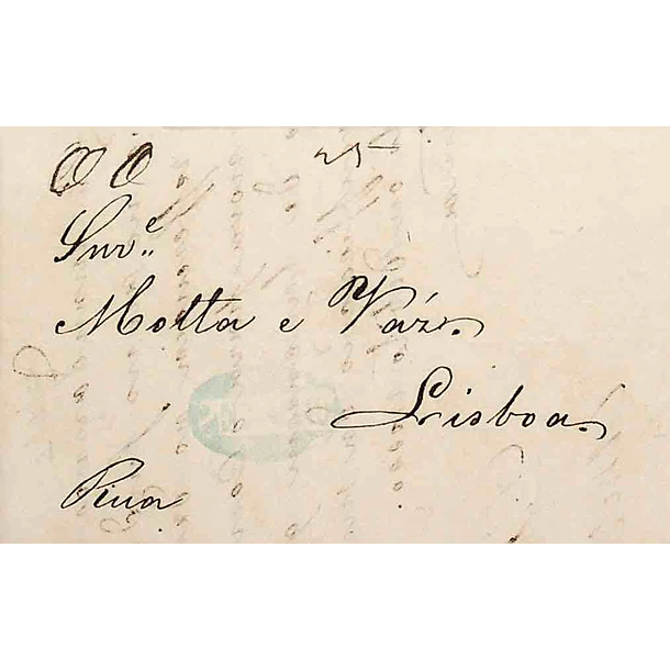 1851 Portugal Carta Pré-Filatélica PNI 2 «PENICHE» Azul esverdeado